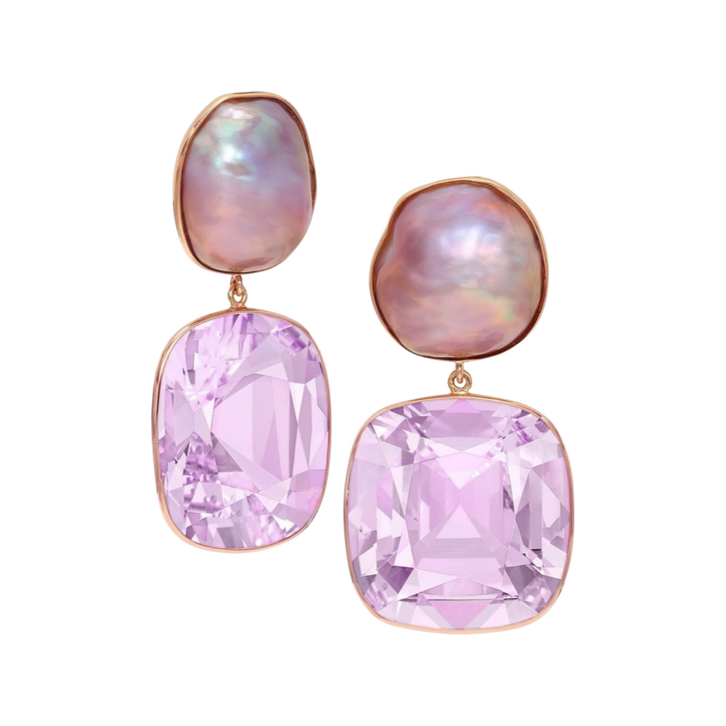 Pink Pearl & Amethyst Earrings