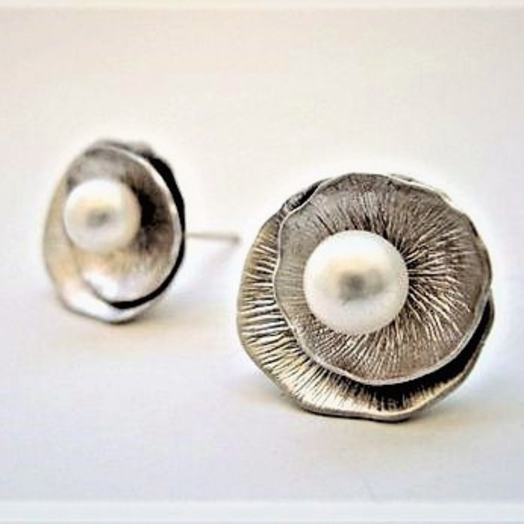 Silver South Sea Pearl Acorn Earrings